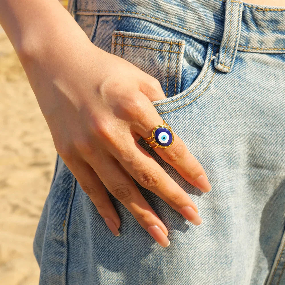 Amulet Turkish Eye Ring (Gold Plated)