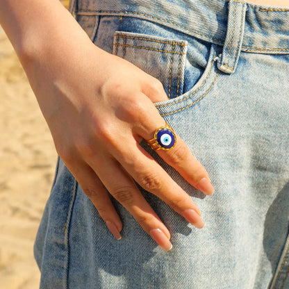 Amulet Turkish Eye Ring (Gold Plated)