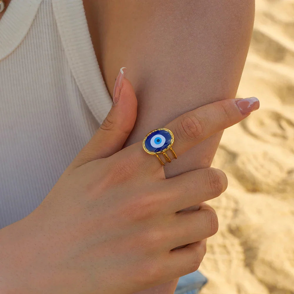 Amulet Turkish Eye Ring (Gold Plated)
