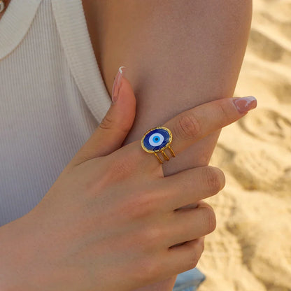 Amulet Turkish Eye Ring (Gold Plated)
