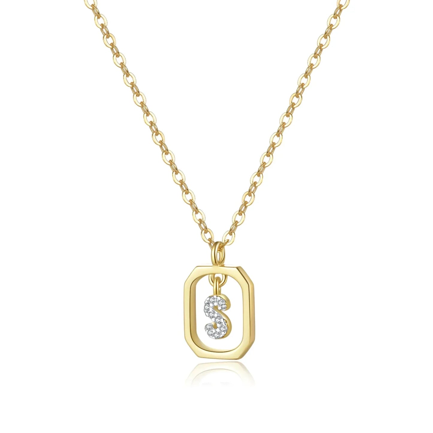 Iniciales with Zirconia Necklace (18K Gold Plated)