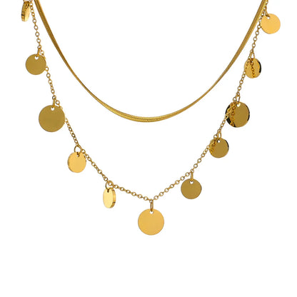 Mezcla of Necklace of Capas with Medals and Malla (18K Gold Plated)