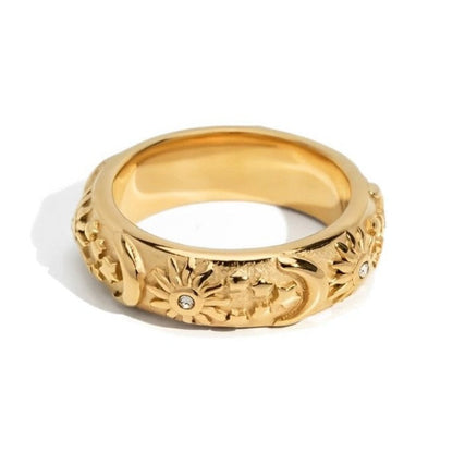 Celeste Sun and Moon Zirconia Ring (18K Gold Plated)