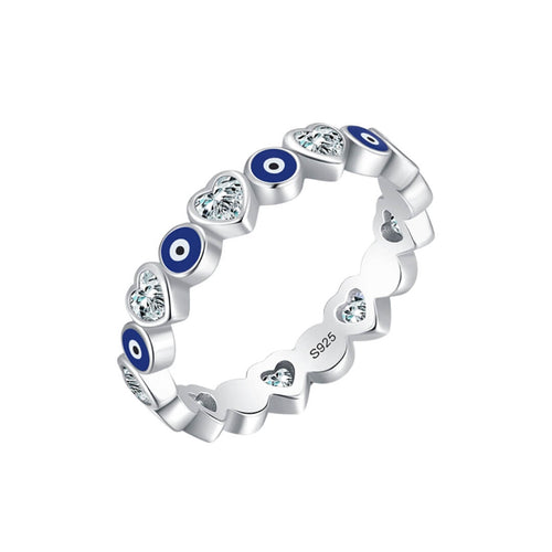 Turkish Eye and Heart Ring (Sterling Silver 925)