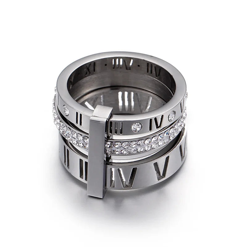 Triple Roman Numerals Ring (18K Gold Plated)