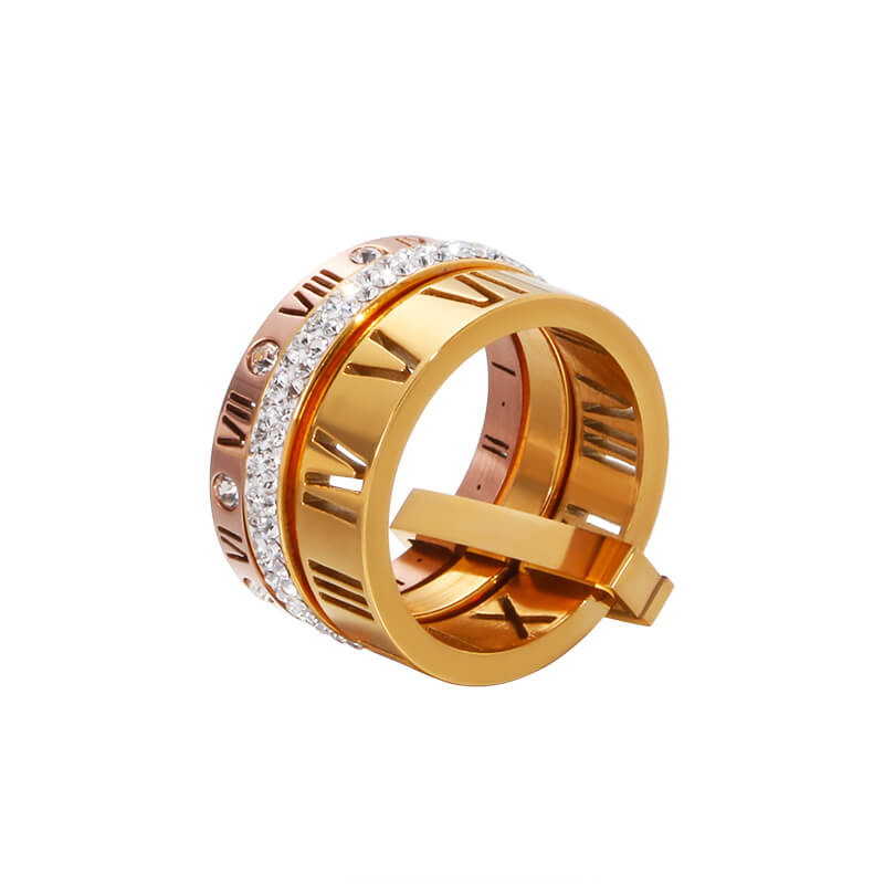 Triple Roman Numerals Ring (18K Gold Plated)