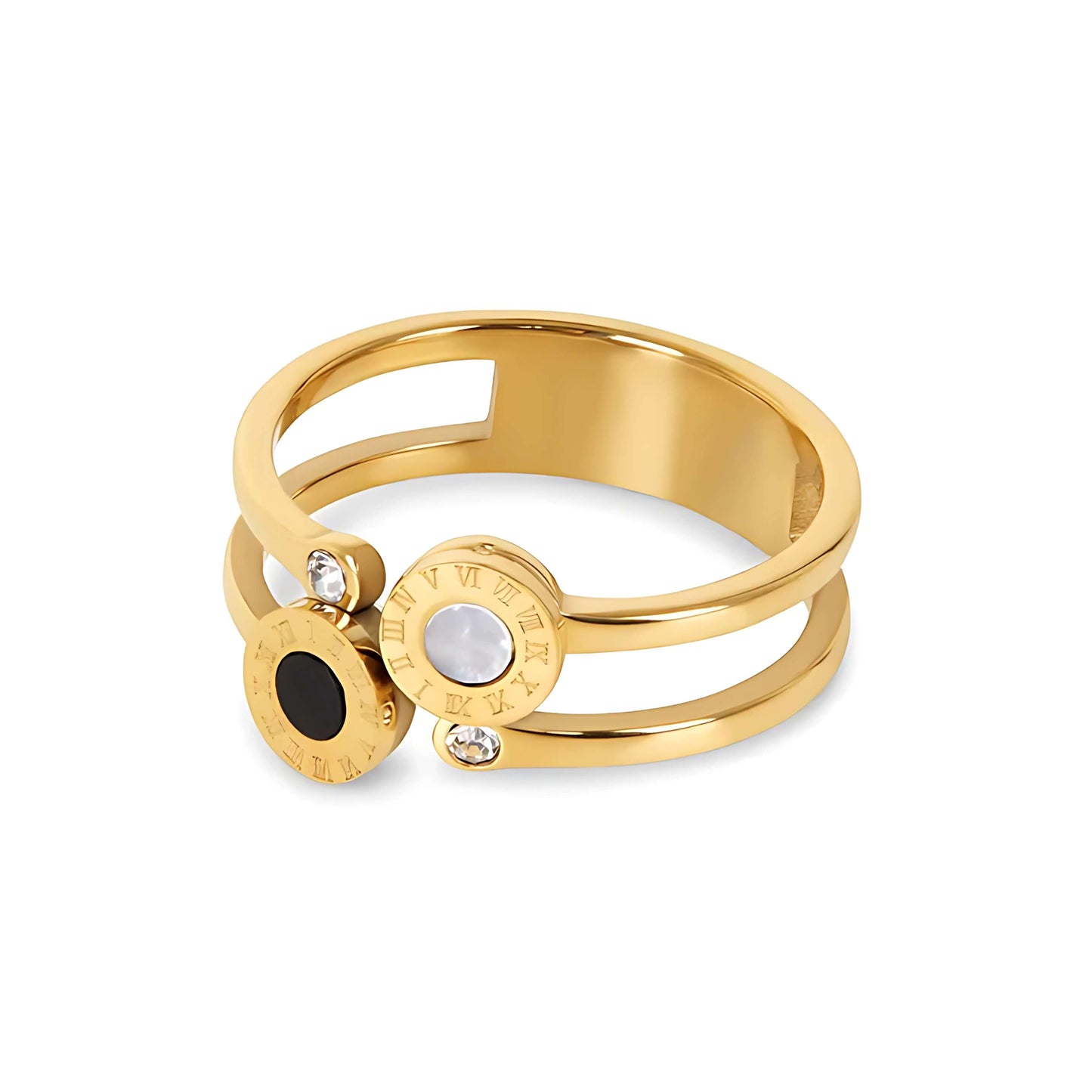Double with Roman Numerals Ring (Gold Plated)