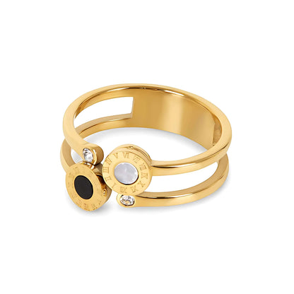Double with Roman Numerals Ring (Gold Plated)
