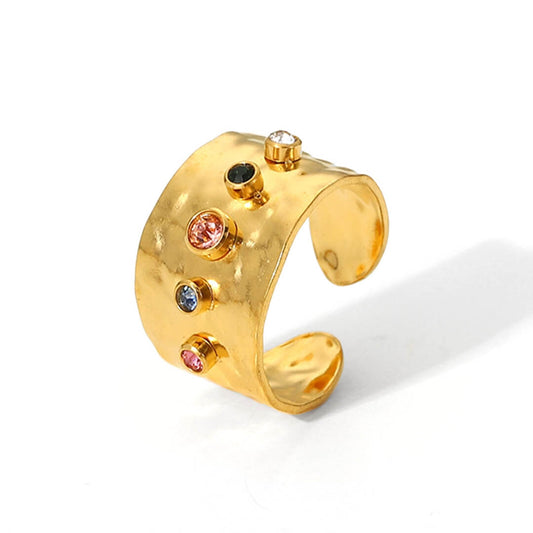 Queen Hammered Texture Ring (18K Gold Plated)
