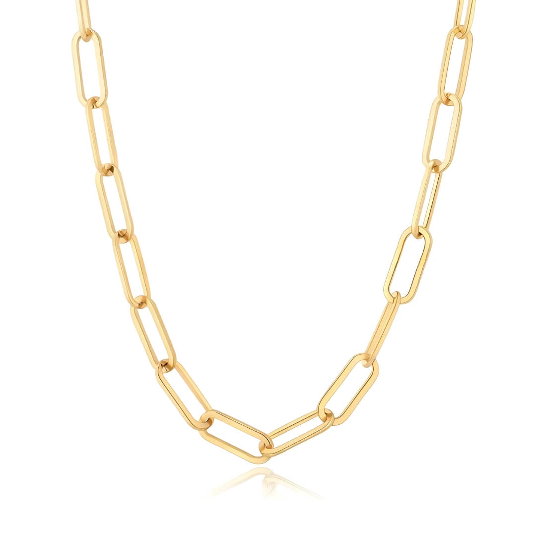 Chain of Links Long Necklace (Gold Plated)