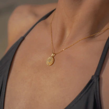 Sun with Zirconias Necklace (Gold Plated)
