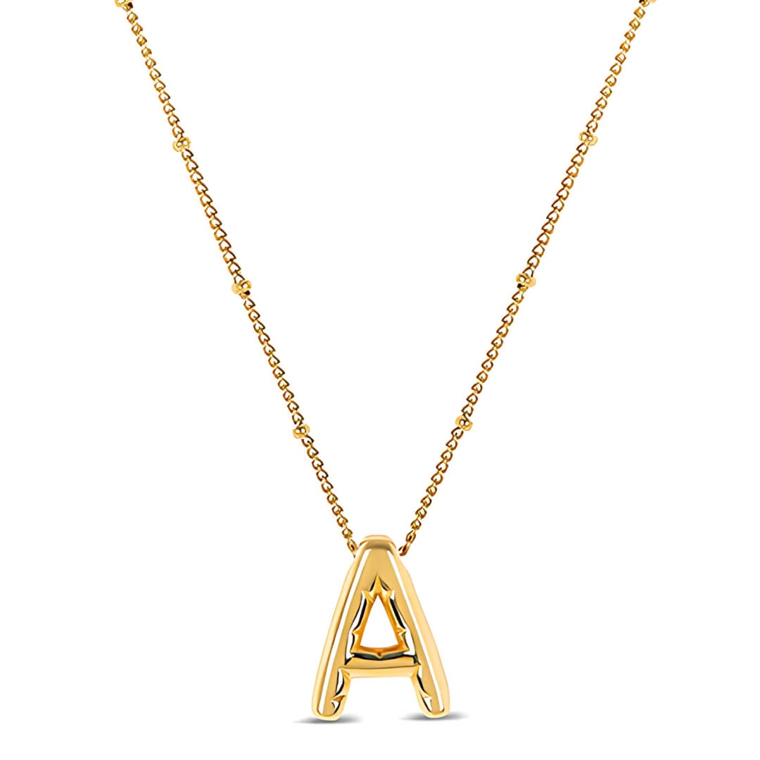 Letra Inicial Bubble Necklace (Gold Plated)