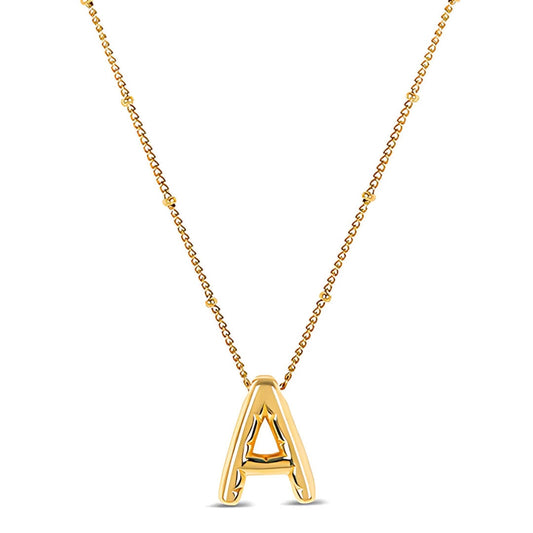 Letra Inicial Bubble Necklace (Gold Plated)