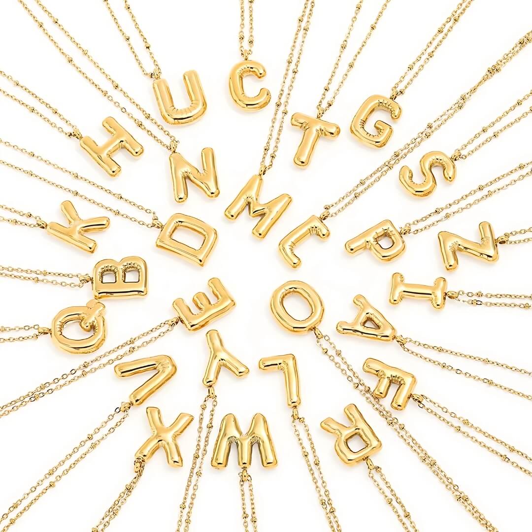 Letra Inicial Bubble Necklace (Gold Plated)