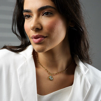 Marsella Sun and Moon Necklace (Baño in Gold 18K)