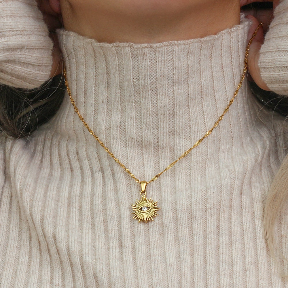 Occhio Zirconia Necklace (18K Gold Plated)