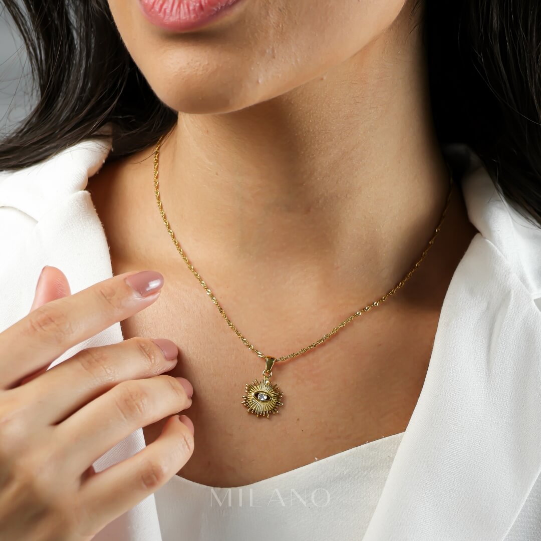 Occhio Zirconia Necklace (18K Gold Plated)