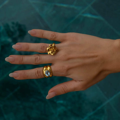 Lotus Adjustable Ring (18K Gold Plated)