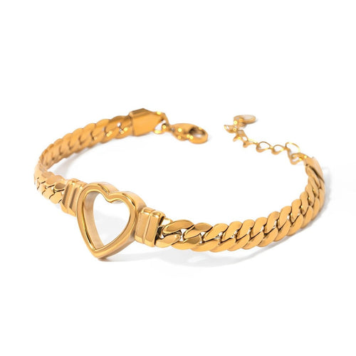 Heart with Chain of Links Grandes Bracelet (18K Gold Plated)