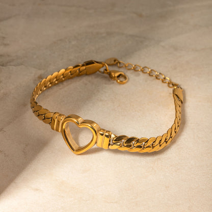 Heart with Chain of Links Grandes Bracelet (18K Gold Plated)