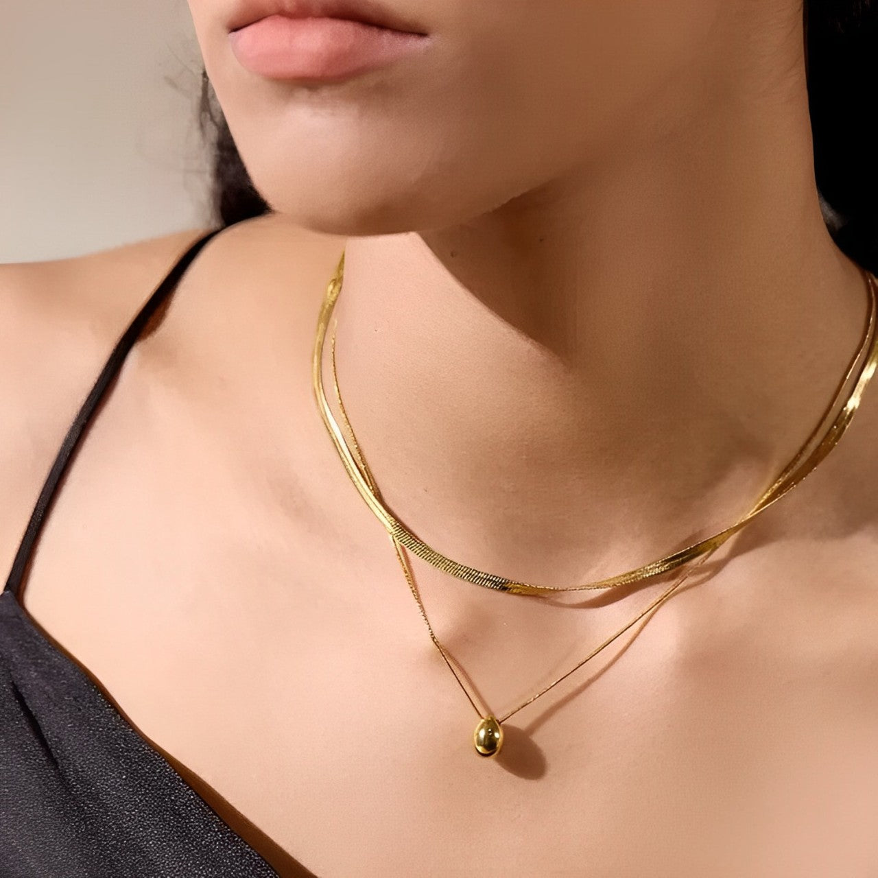 Mixto Goccia Necklace (18K Gold Plated)