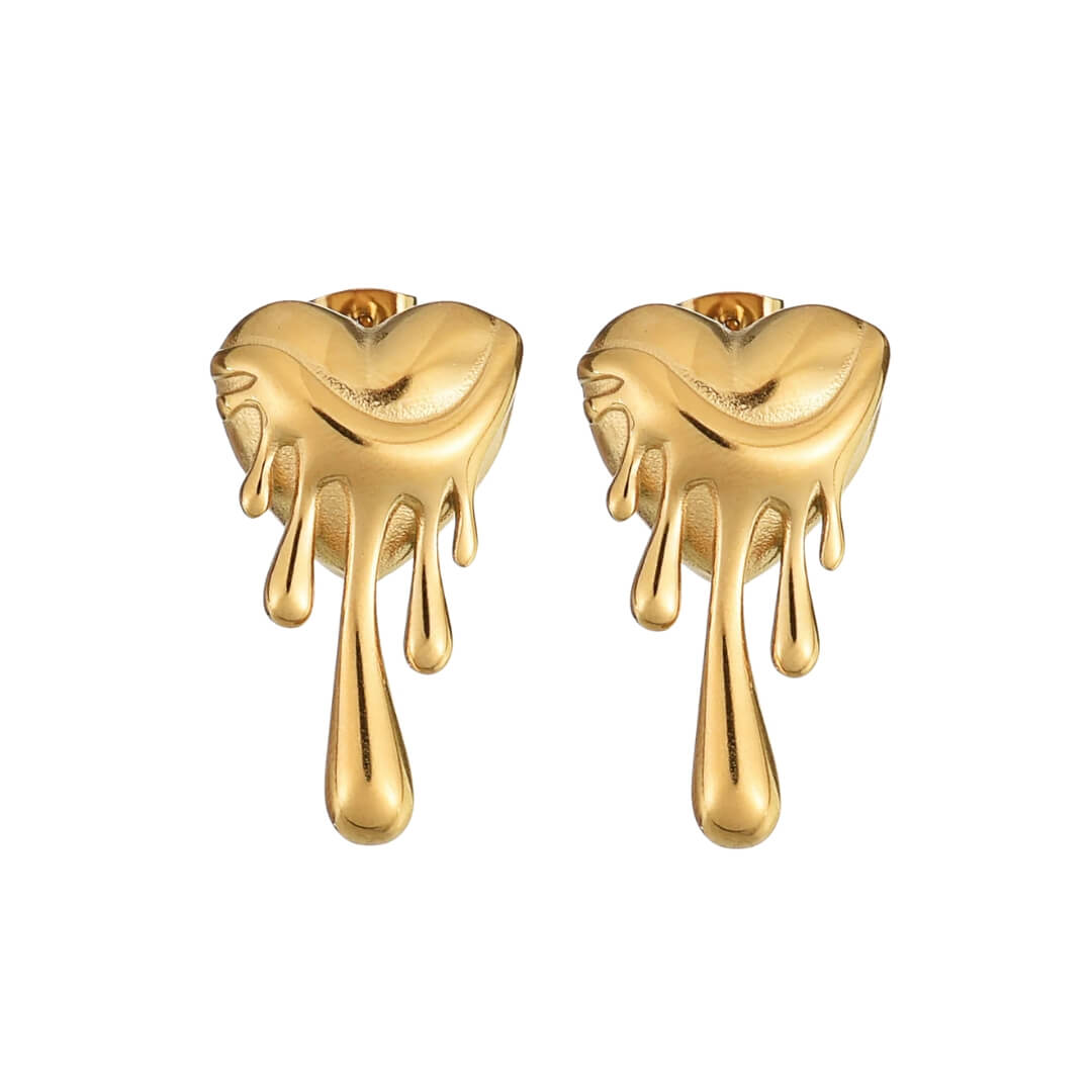 Heart Derretido Earrings (Gold Plated)