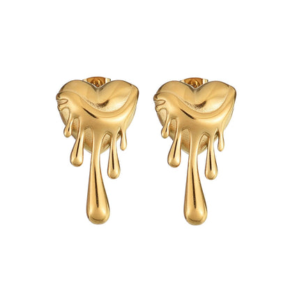 Heart Derretido Earrings (Gold Plated)