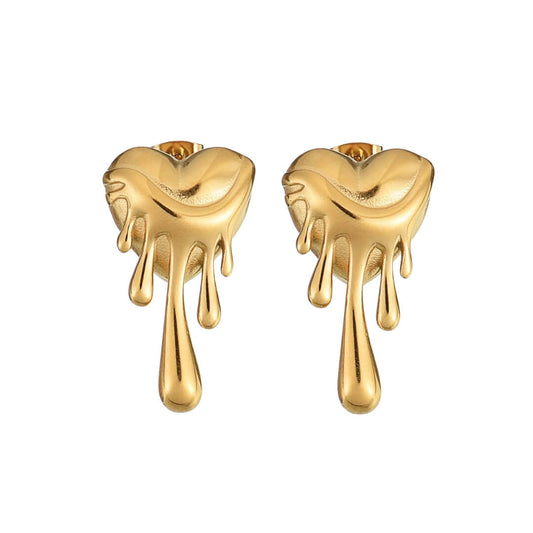 Heart Derretido Earrings (Gold Plated)