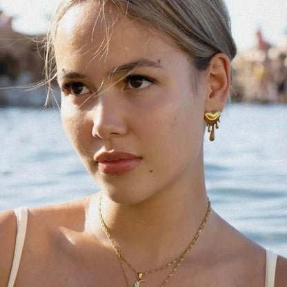Heart Derretido Earrings (Gold Plated)