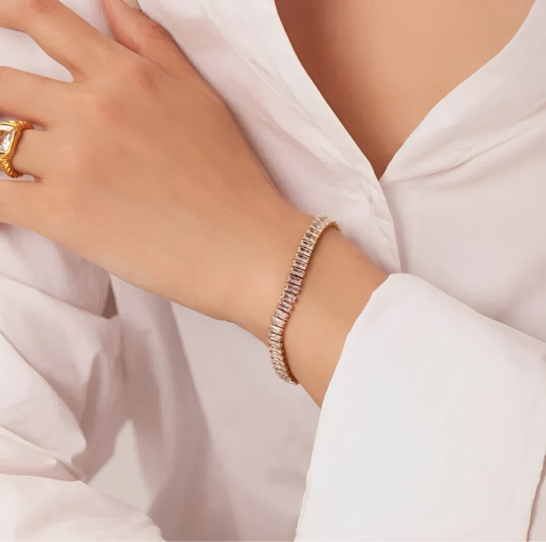 Riviera with Zirconia Baguette Bracelet (Gold Plated)